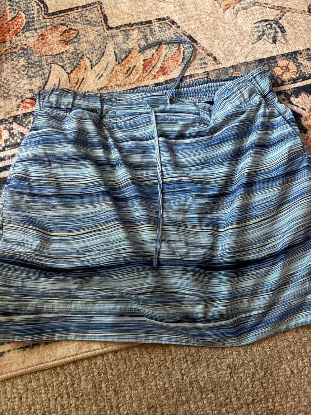 J Jill Drawstring Blue Striped Women’s Skort